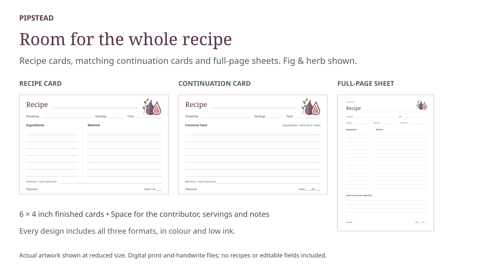 Additional actual-art preview of Recipe Sharing & Keepsake Kit.